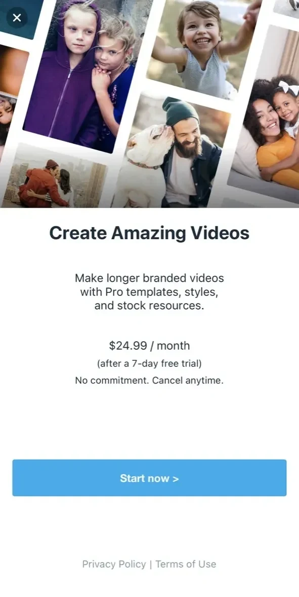 Vimeo Create paywall screen