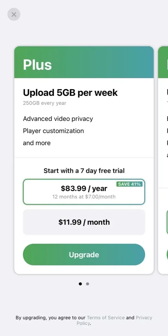 Vimeo paywall screen