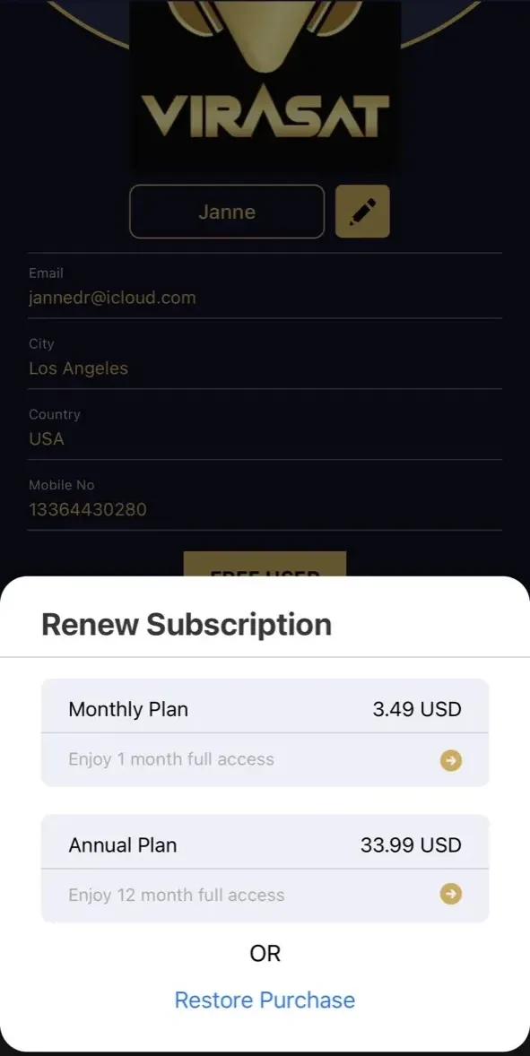 Virasat paywall screen