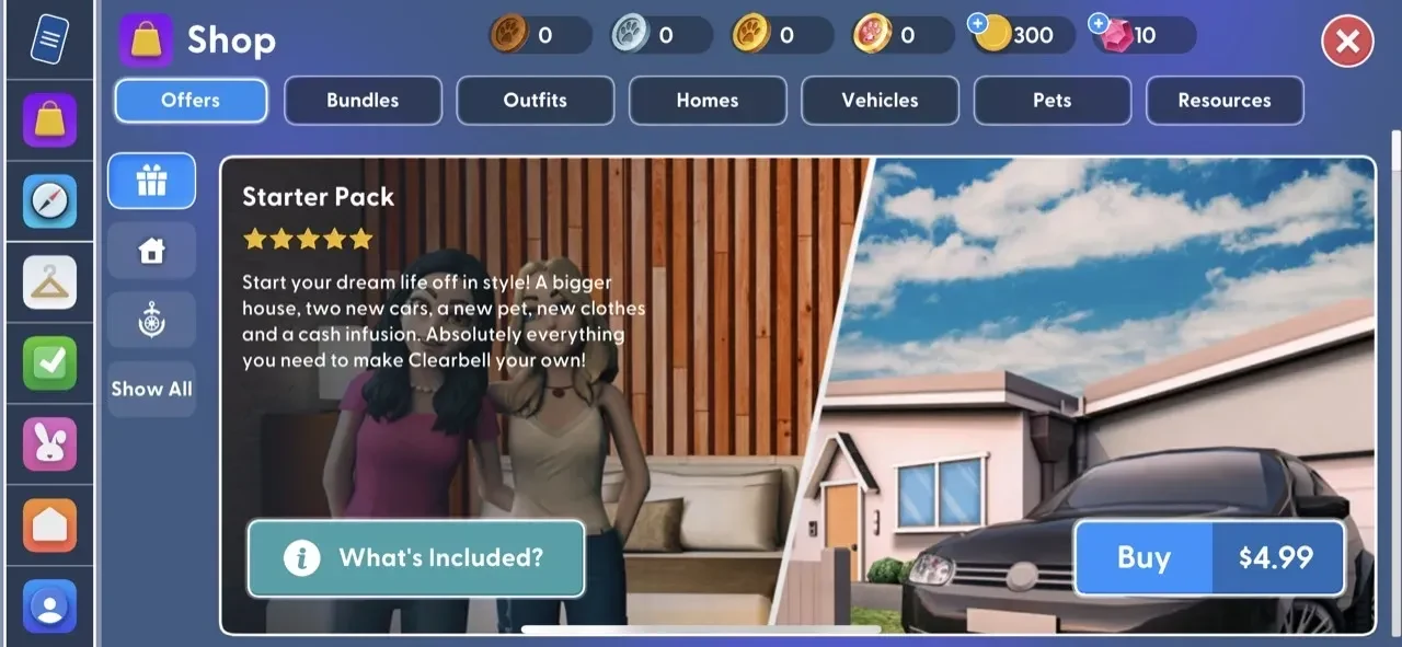 Virtual Sim Story paywall screen