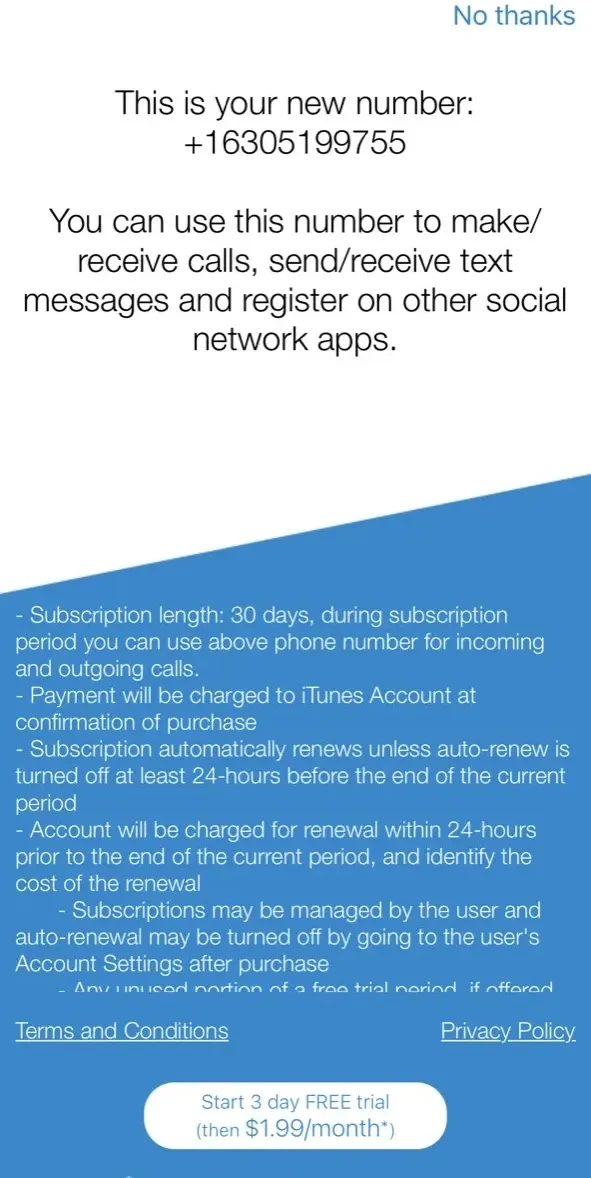 VirtualSIM paywall screen