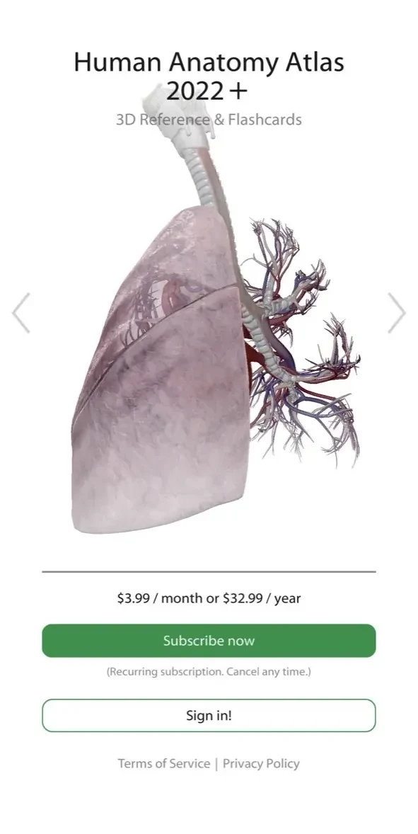 Visible Body Suite paywall screen