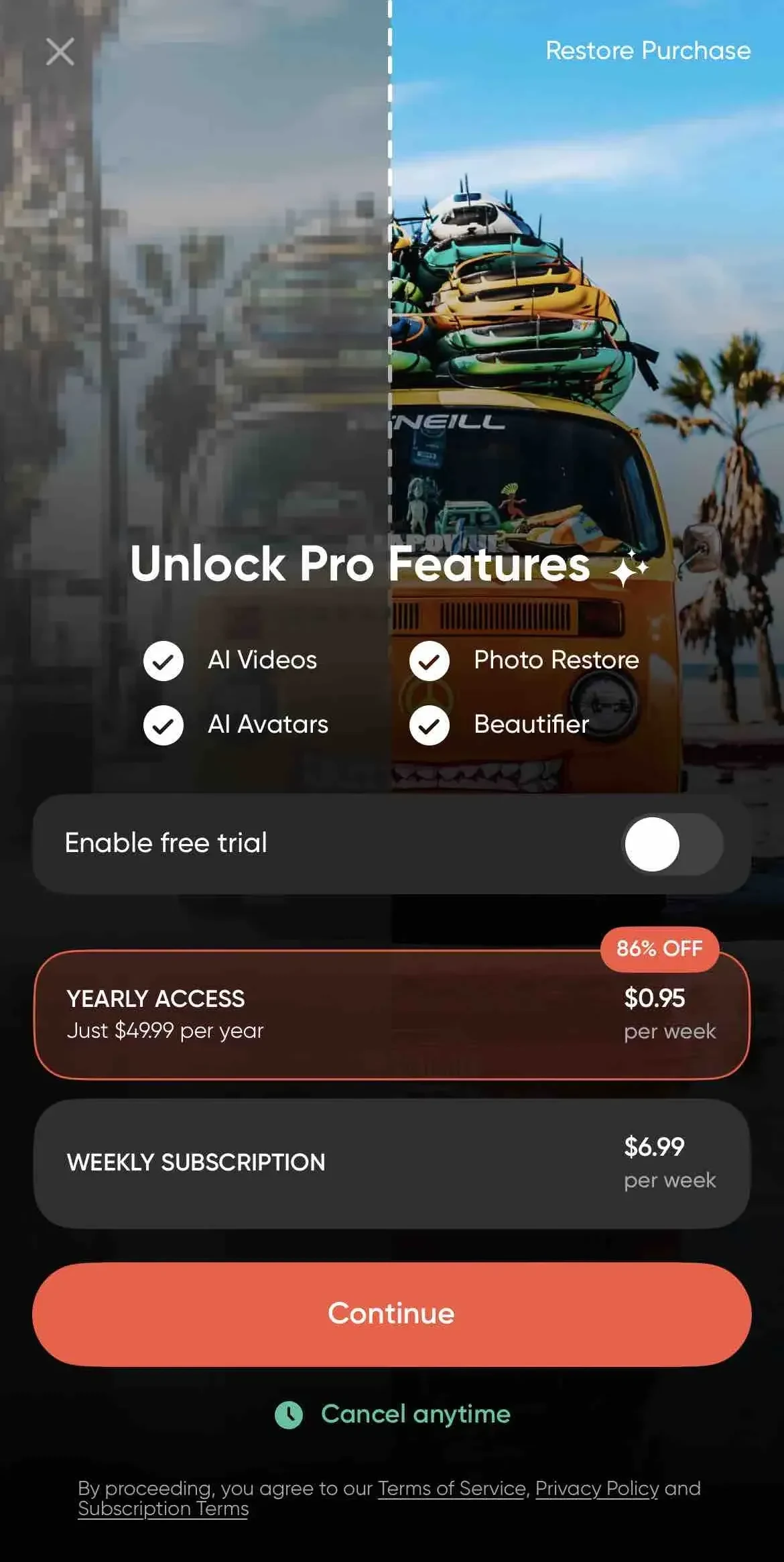Visify paywall screen