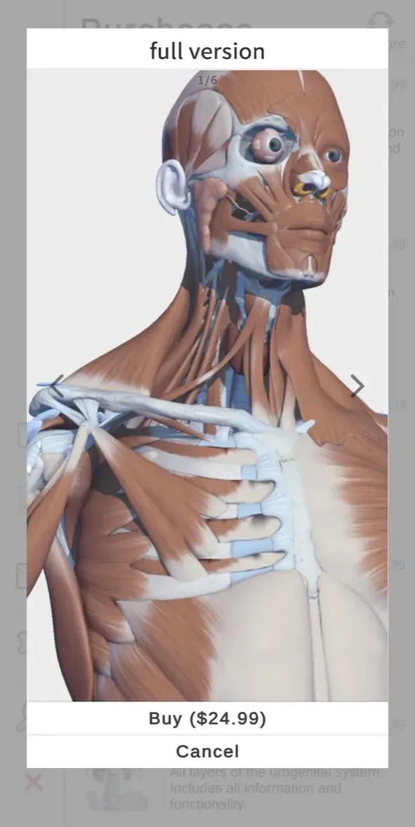 Visual Anatomy 3D paywall screen