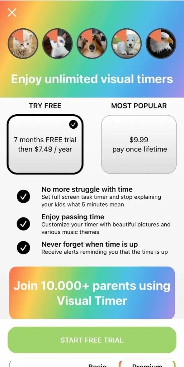 Visual Timer paywall screen