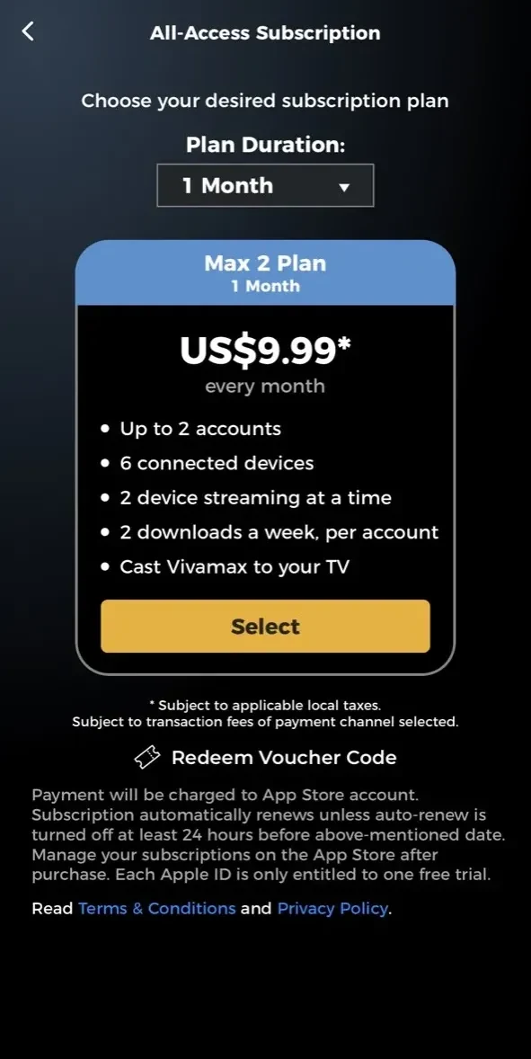 Vivamax PH paywall screen
