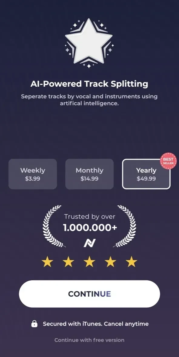 Flux paywall screen