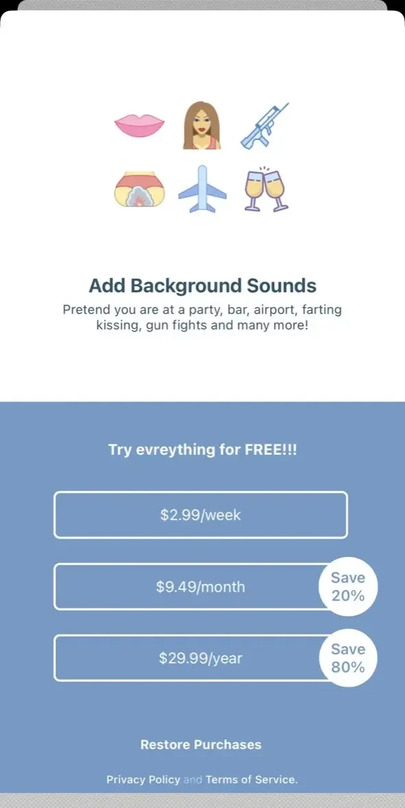 Voice Changer paywall screen