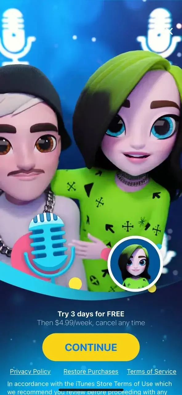 Celebrity Voice Changer Live paywall screen
