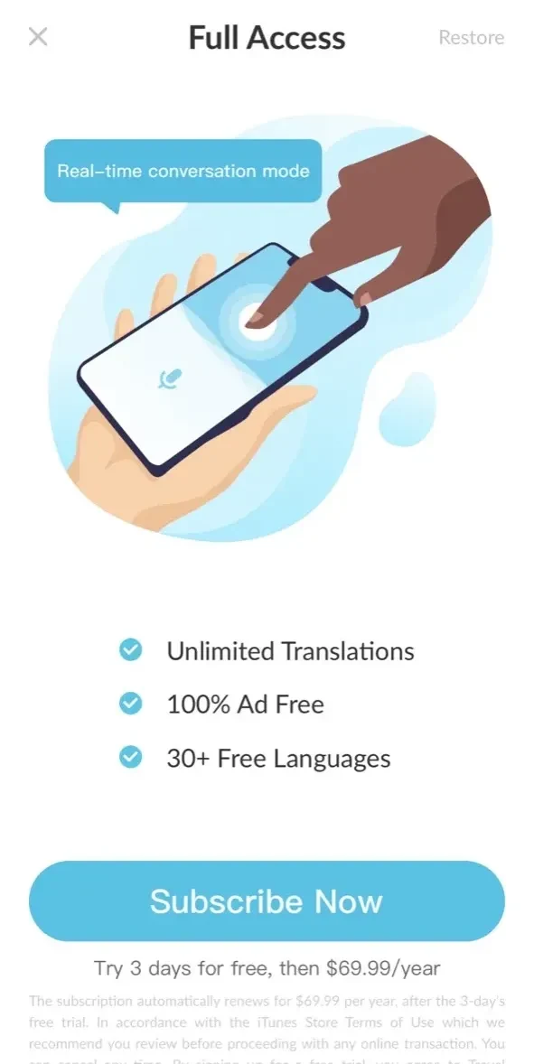 Voice Translator paywall screen