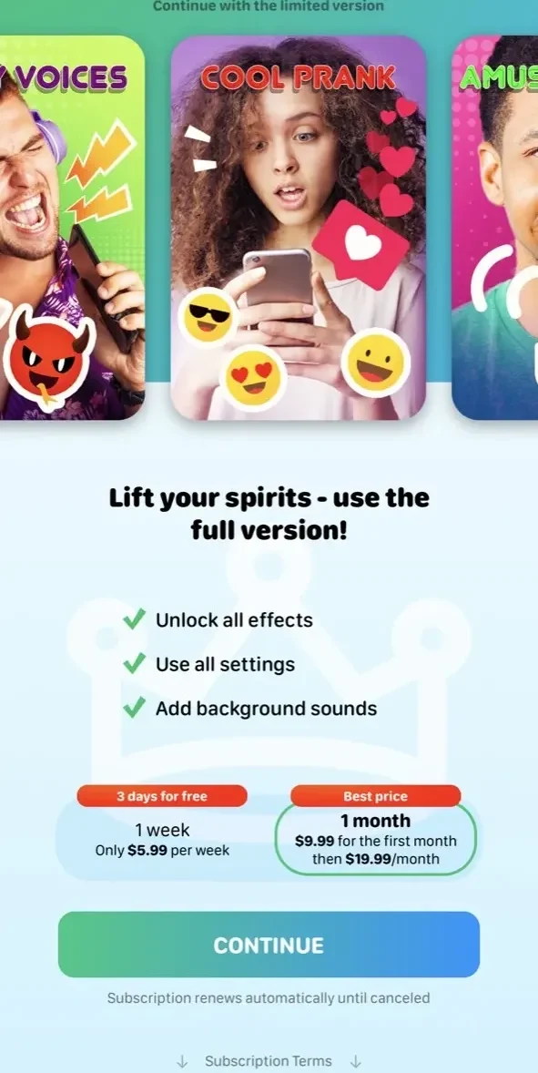 Voice Tuner paywall screen