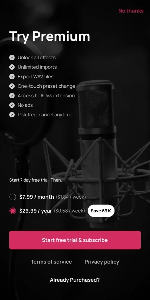 Voloco paywall screen