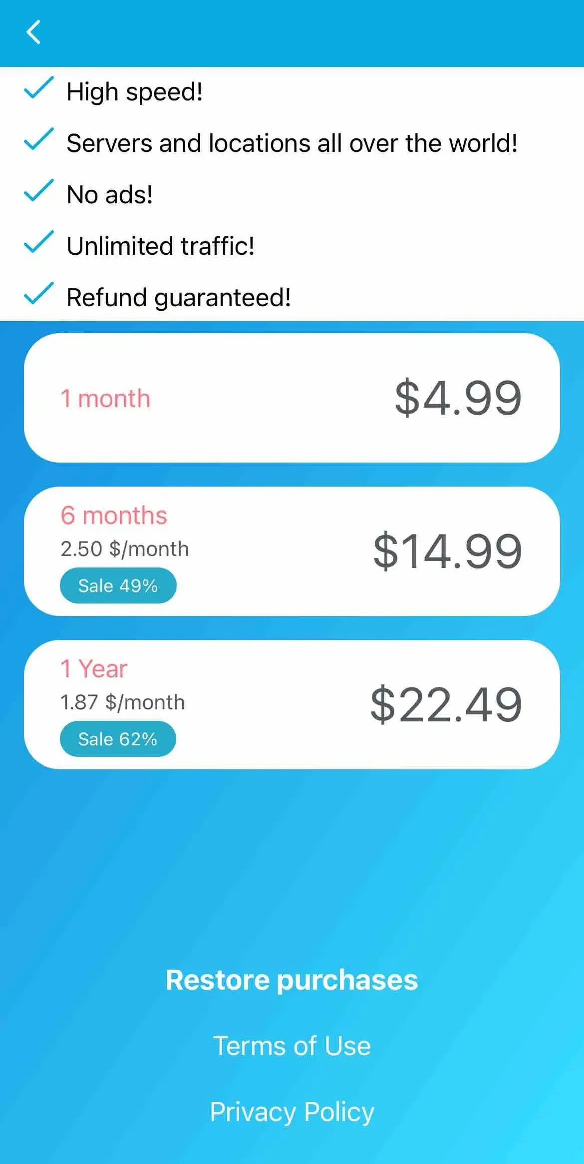 VPN paywall screen