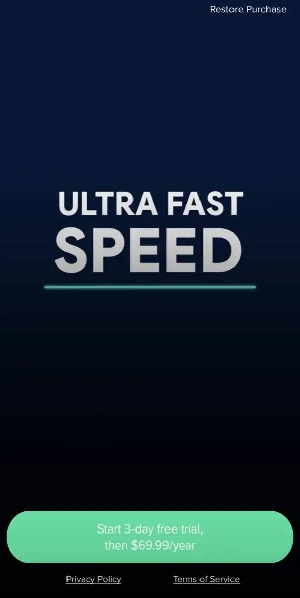 VPN Service paywall screen