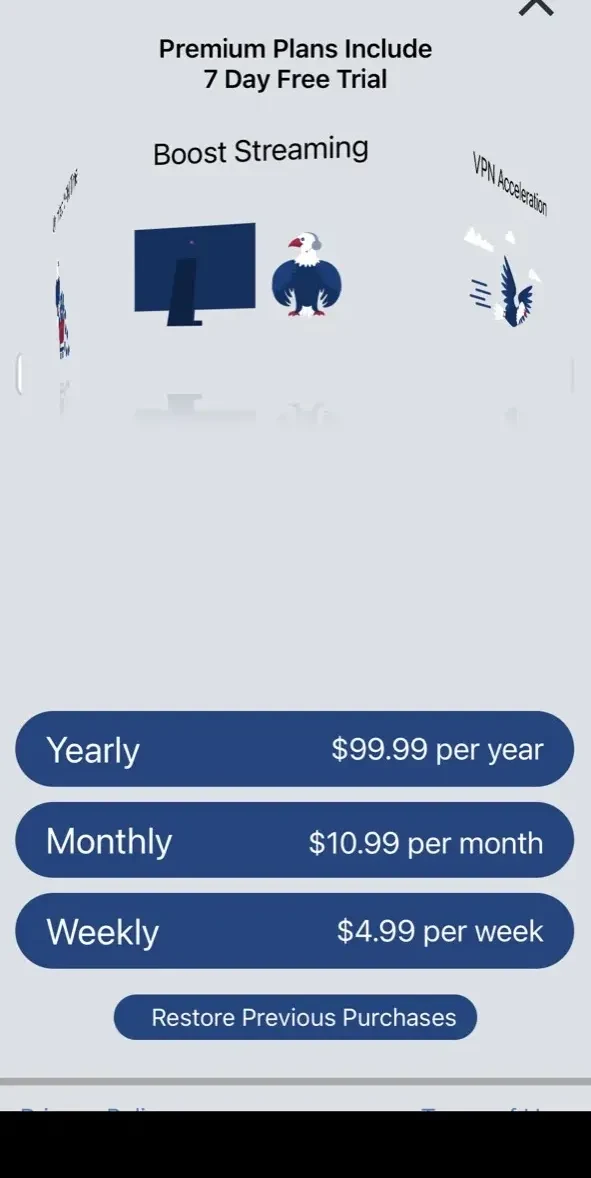 VPN US using Free VPN paywall screen