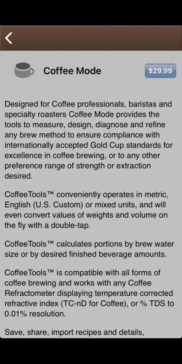 VST CoffeeTools paywall screen
