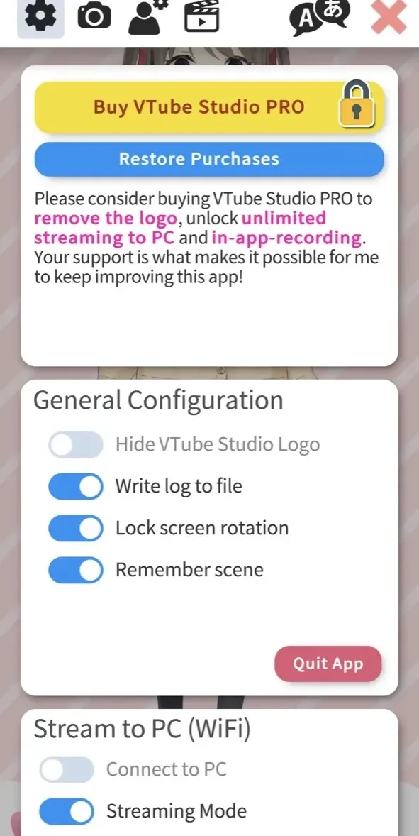 VTube Studio paywall screen