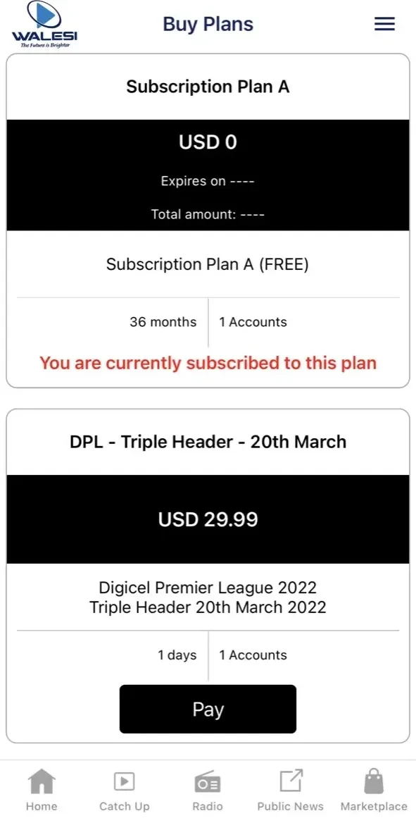 Walesi paywall screen