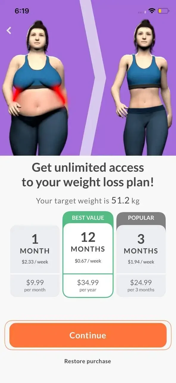 Walking Weight Loss paywall screen