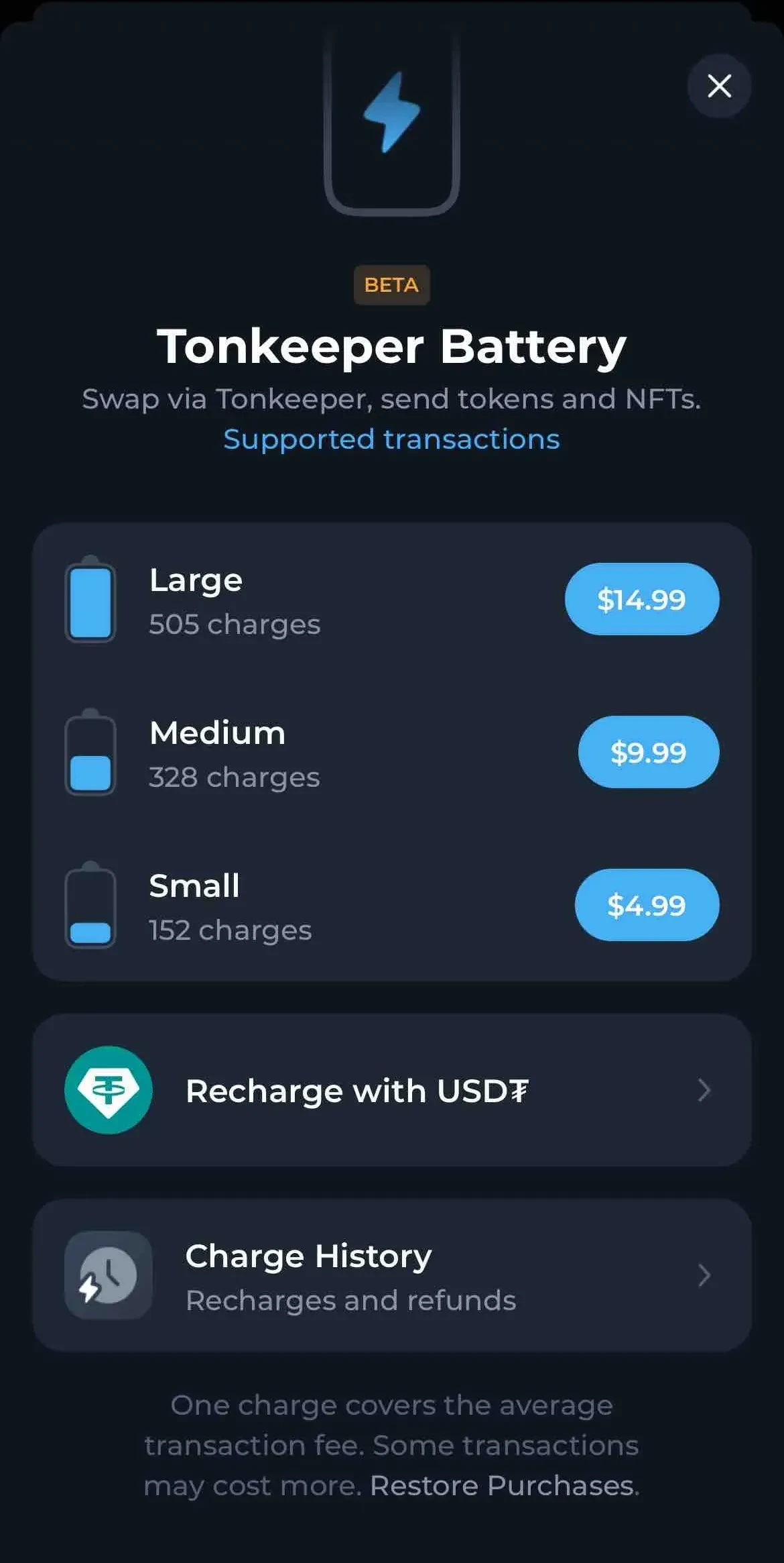 Tonkeeper paywall screen