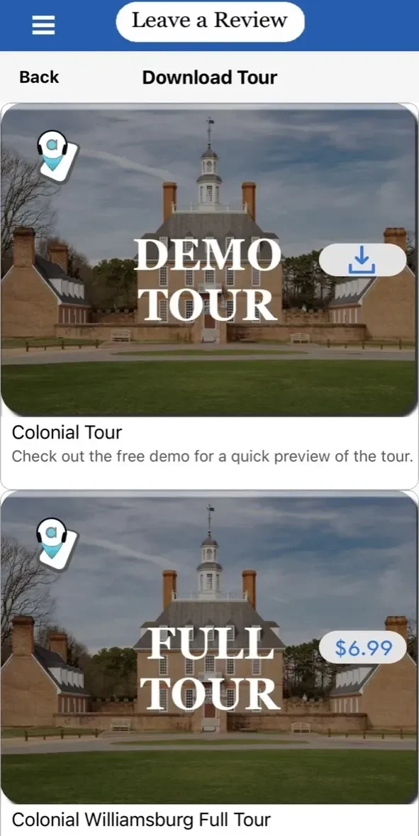 Washington DC Monuments Tour paywall screen