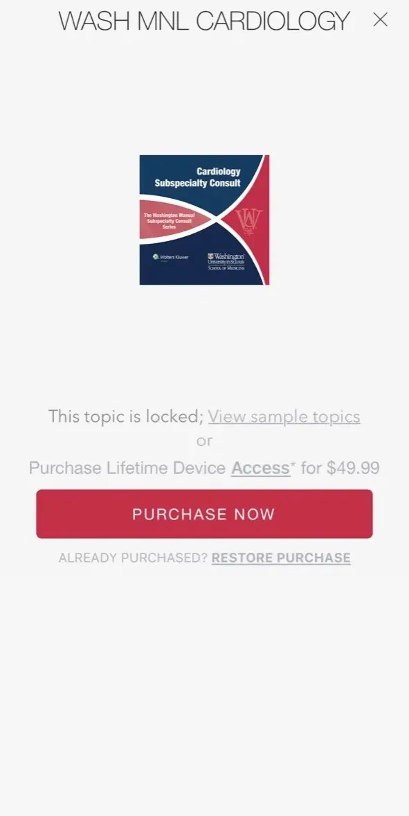 Washington Manual Cardiology paywall screen