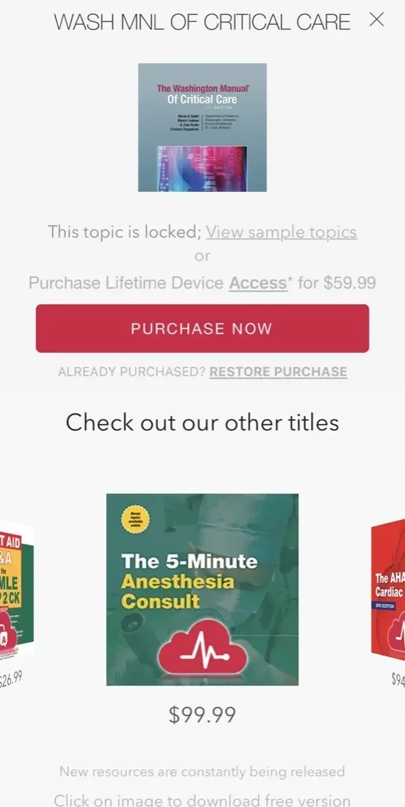 Washington Manual Critical paywall screen
