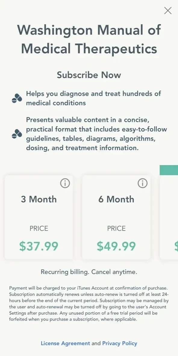 Washington Manual Medical Ther paywall screen
