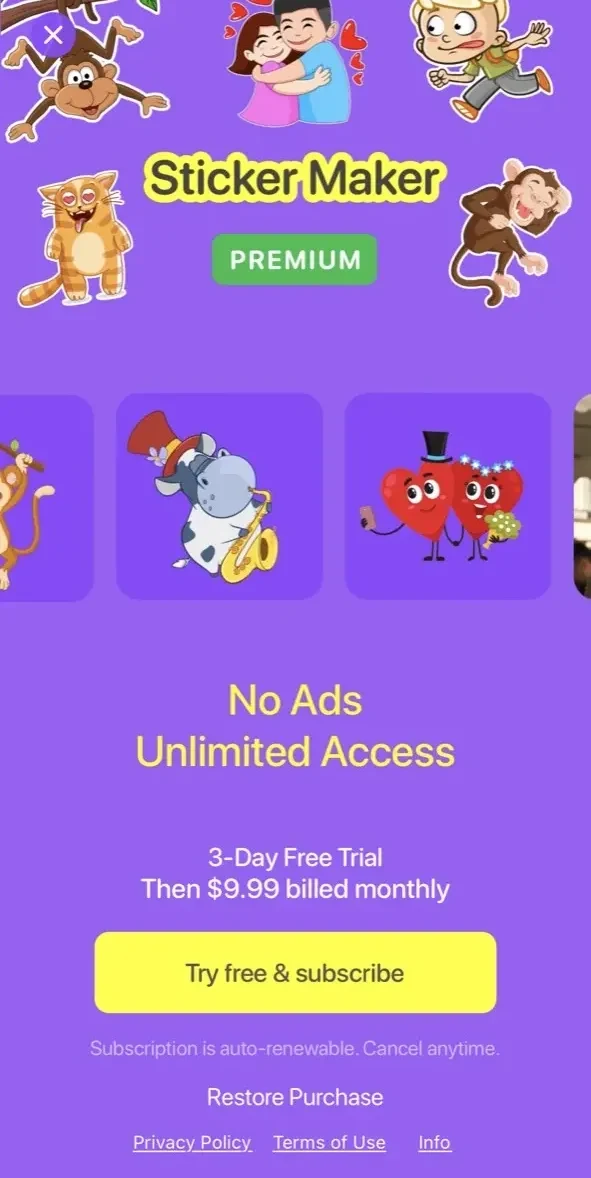 WaSticker paywall screen