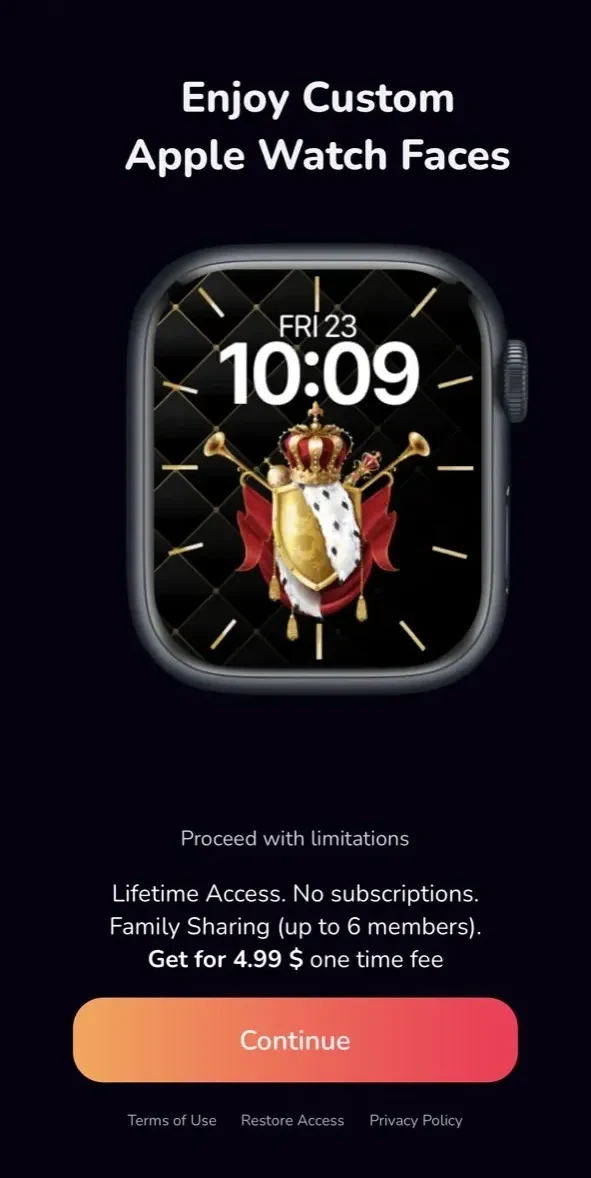 Watch Faces paywall screen