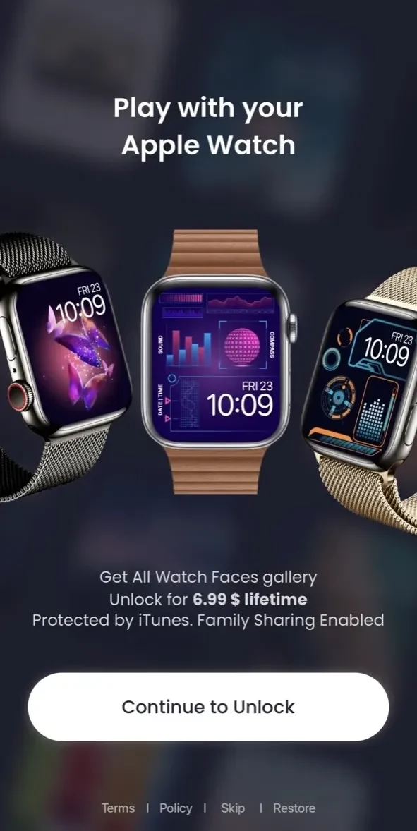 Watch Faces Gallery #1 paywall screen