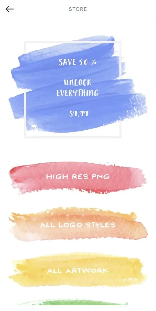 Watercolor Logo Maker paywall screen