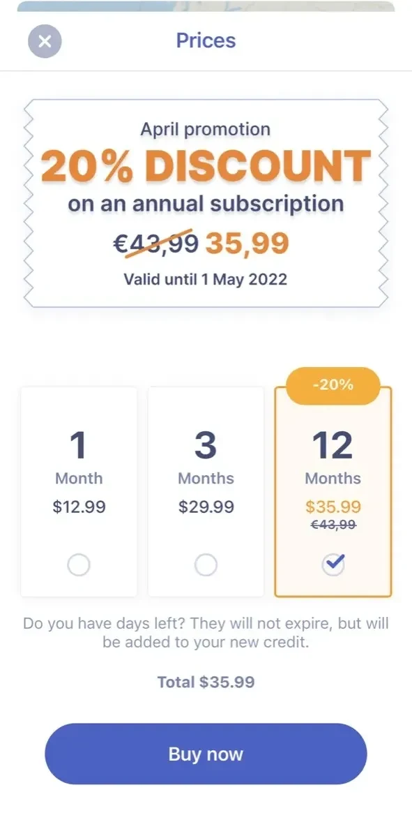 Waterkaarten paywall screen