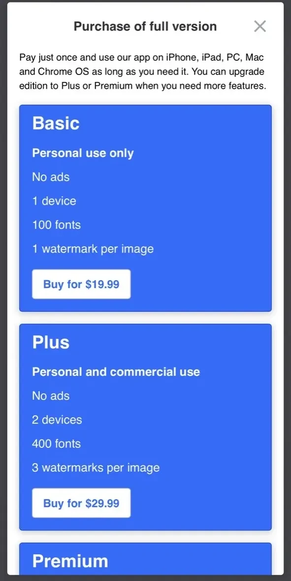 Watermarkly ― Watermark Maker paywall screen
