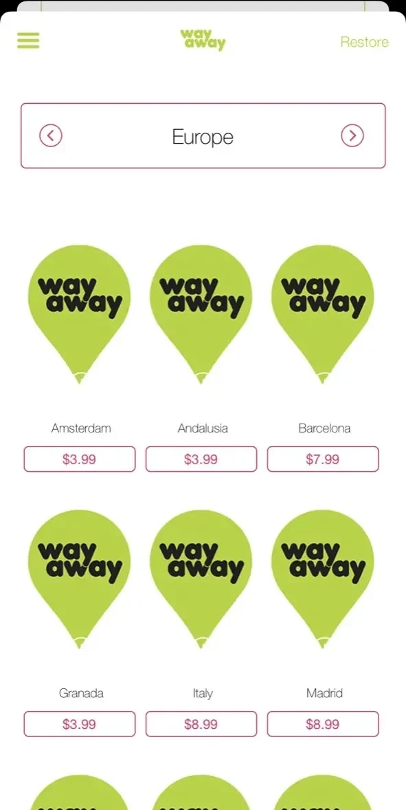 Way Away paywall screen
