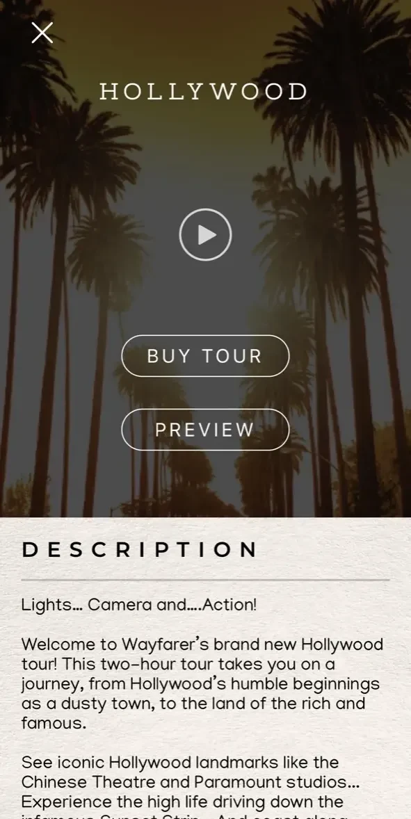 Wayfarer GPS Audio Guides paywall screen