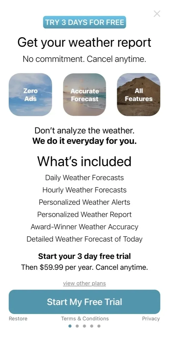 Weather AI paywall screen