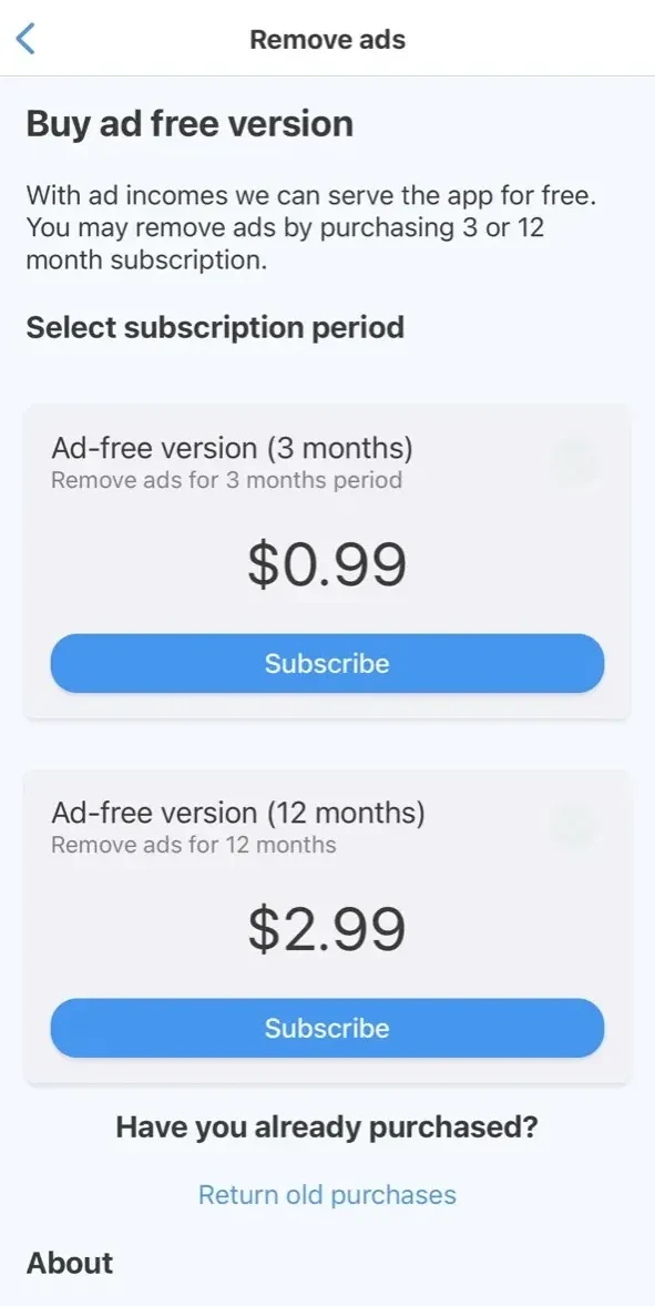 Foreca Weather paywall screen