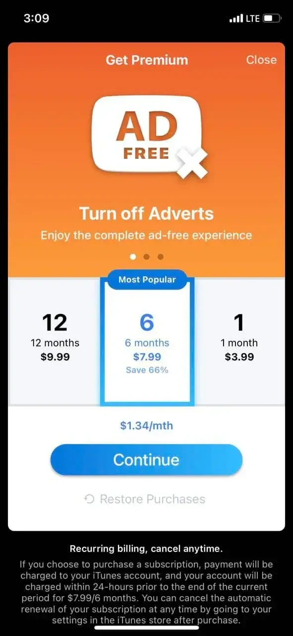 Weather Radar paywall screen