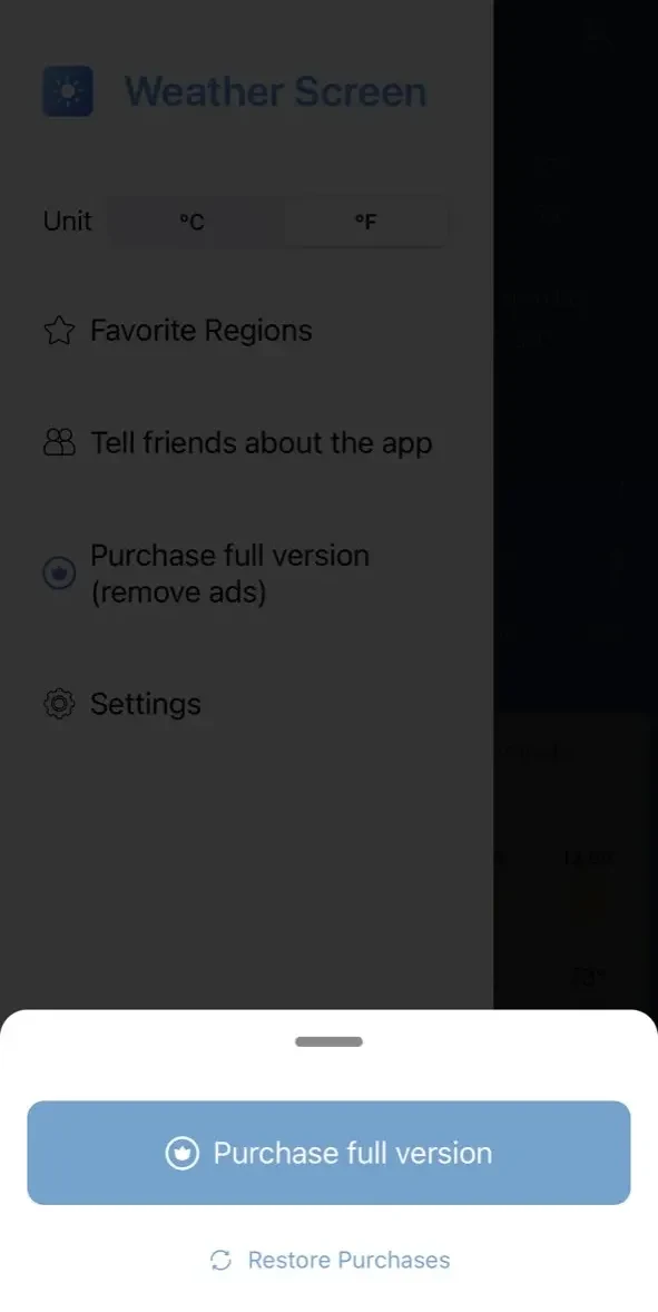 Weather Screen paywall screen