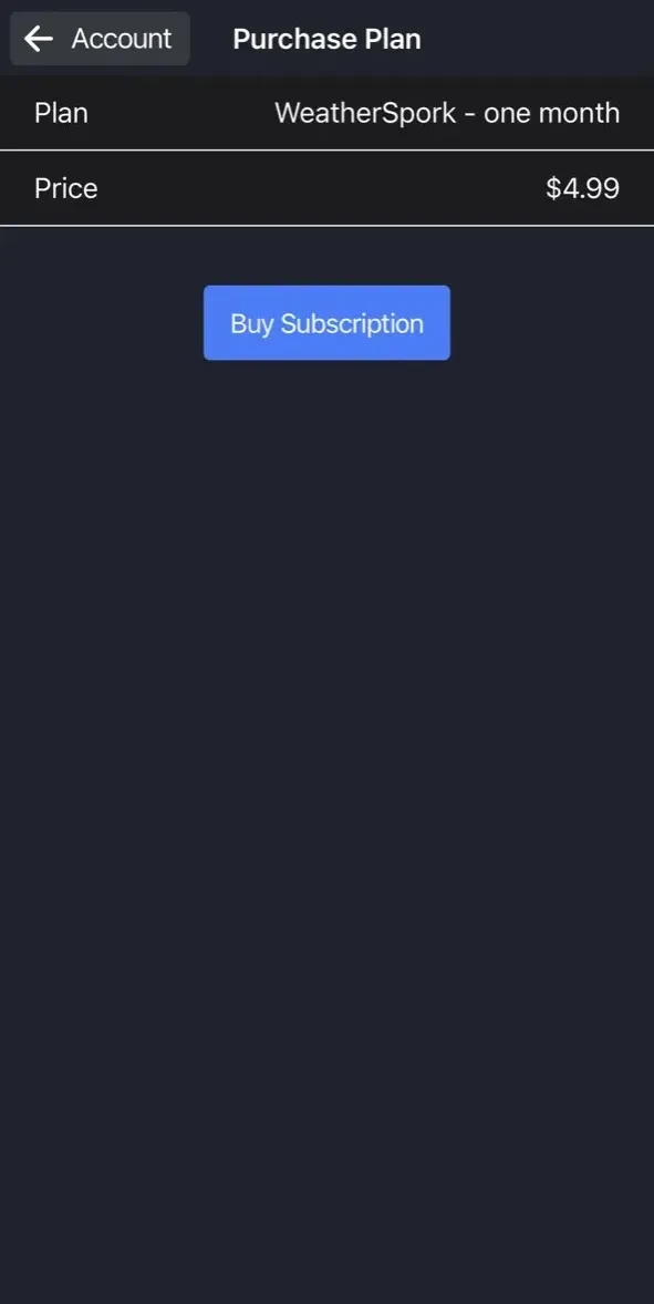 WeatherSpork paywall screen