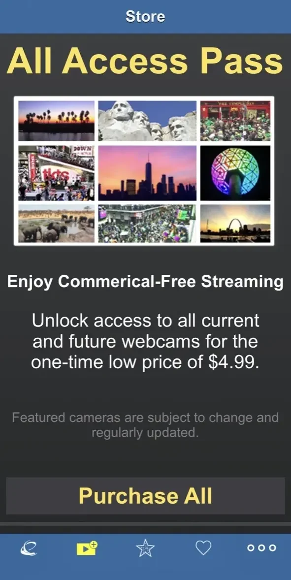 Webcams paywall screen