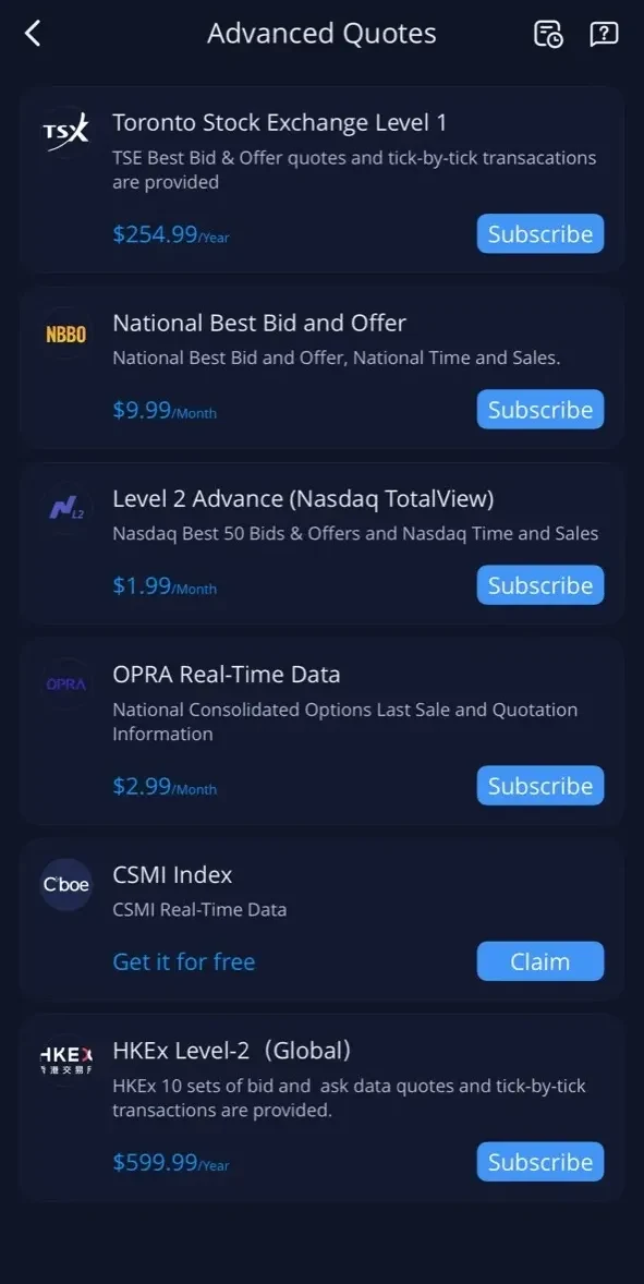 Webull paywall screen