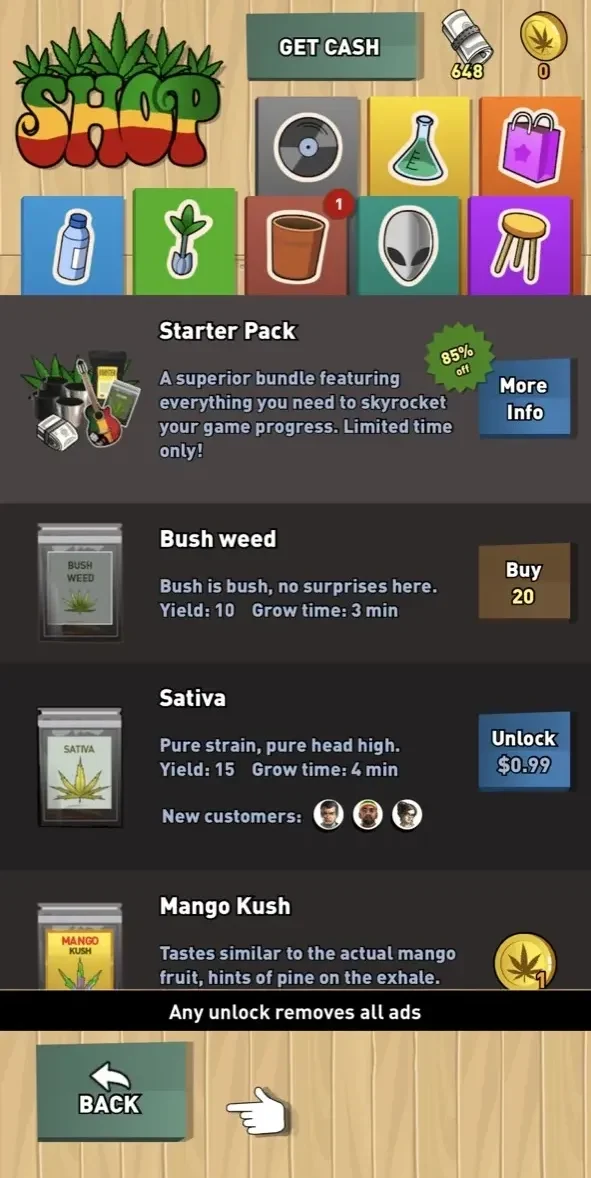 Weed Firm 2 paywall screen
