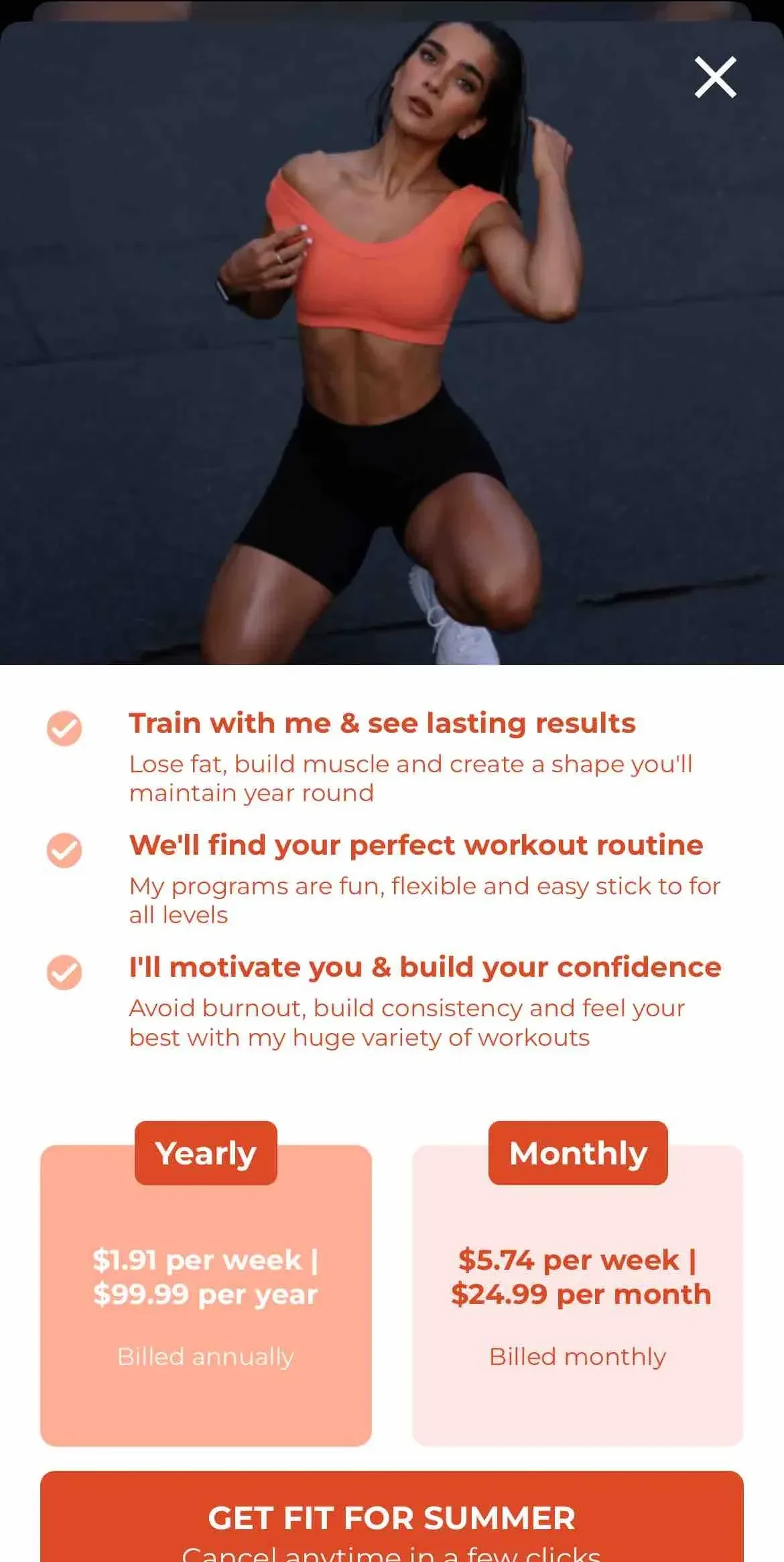 WeGLOW Workout Plan paywall screen