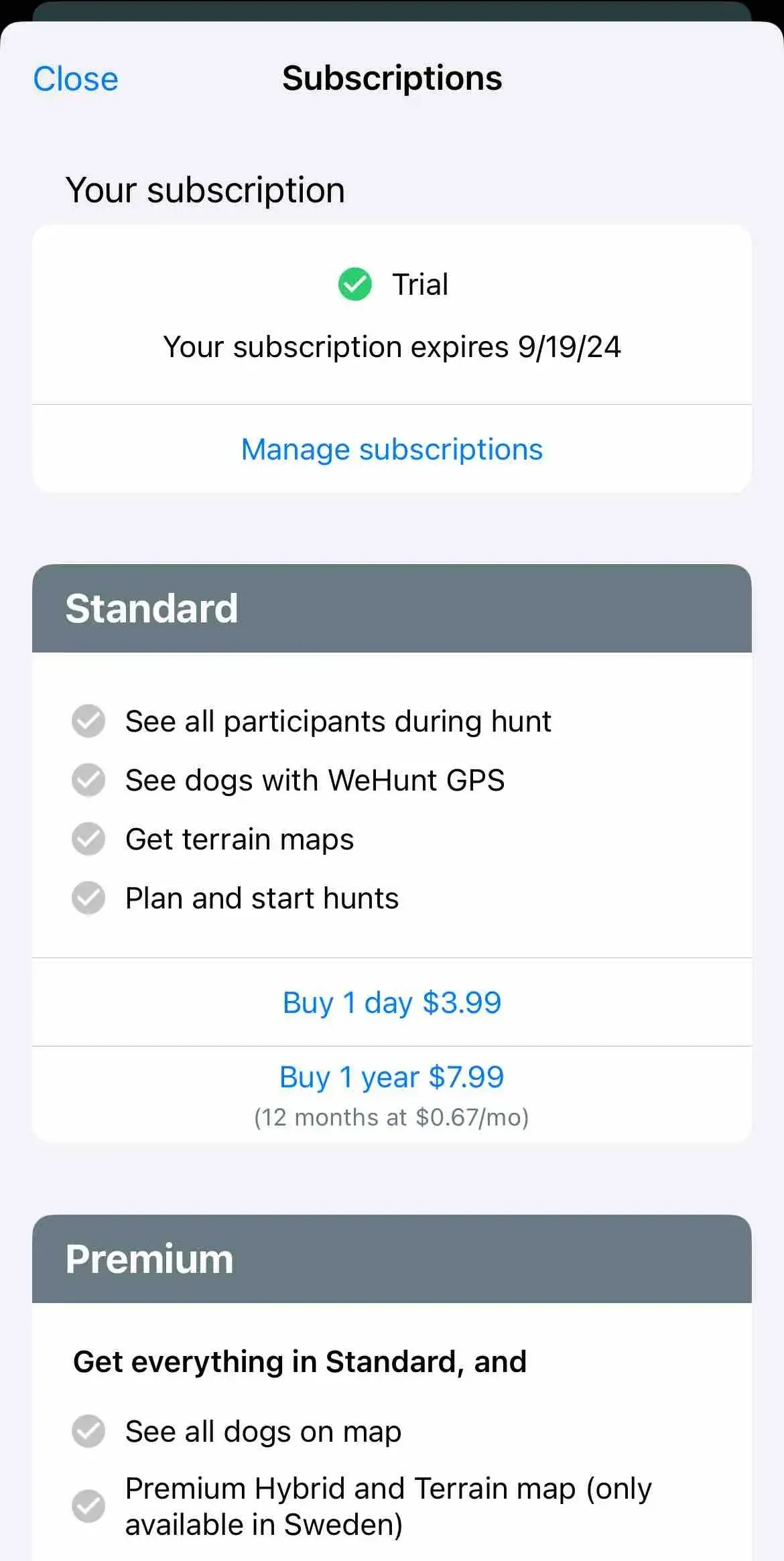 WeHunt paywall screen