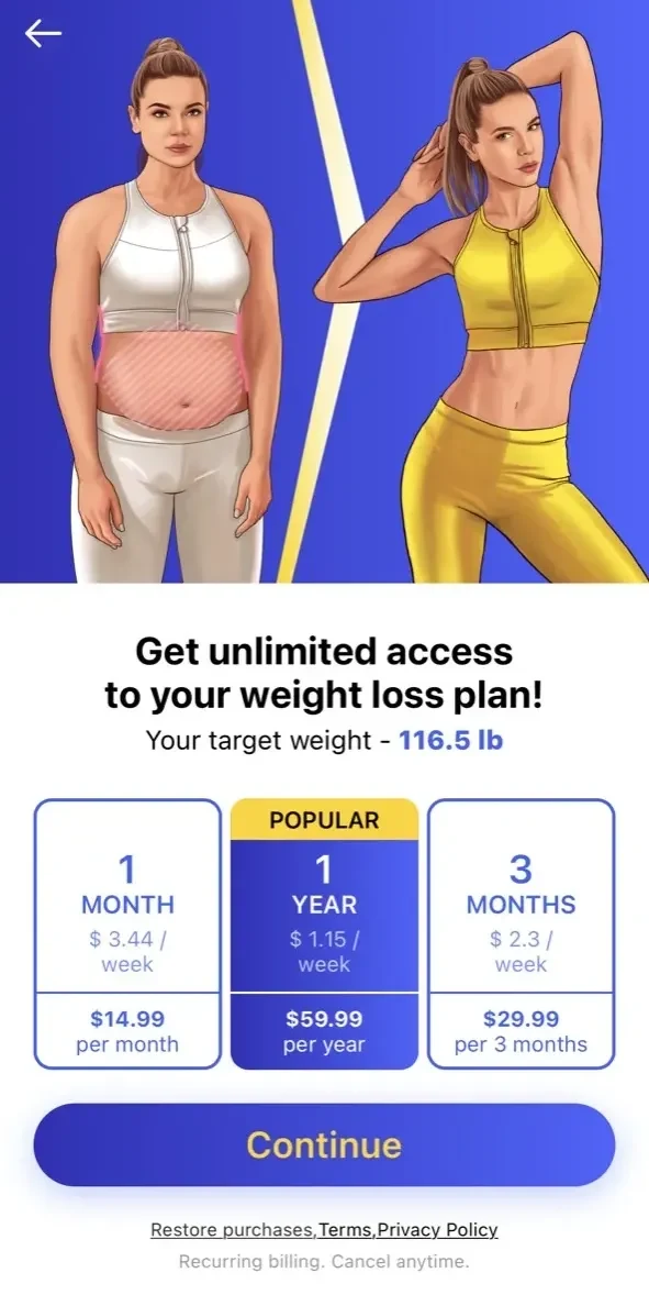 Weight Loss Walking paywall screen
