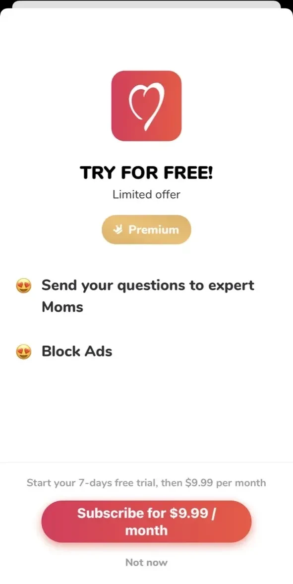 WeMoms paywall screen