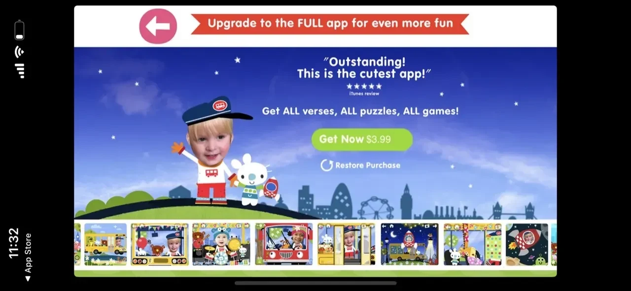 Wheels on the Bus Song paywall screen
