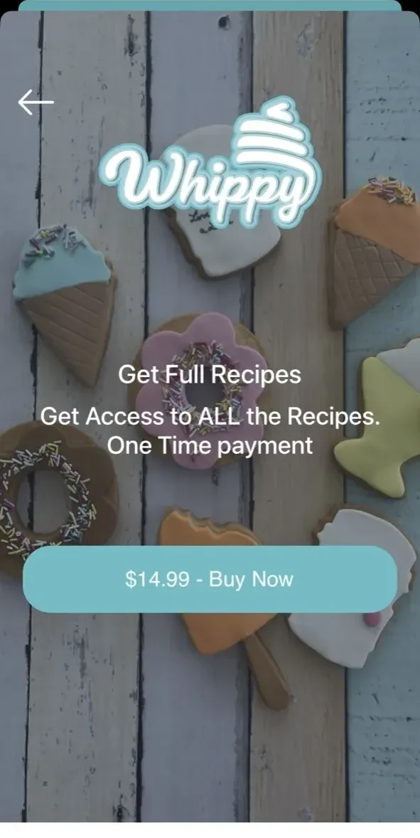 Whippy Baking App paywall screen